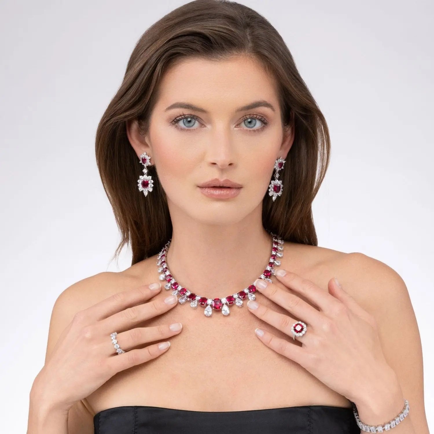 Envy Statement Necklace in Ruby Anna Zuckerman