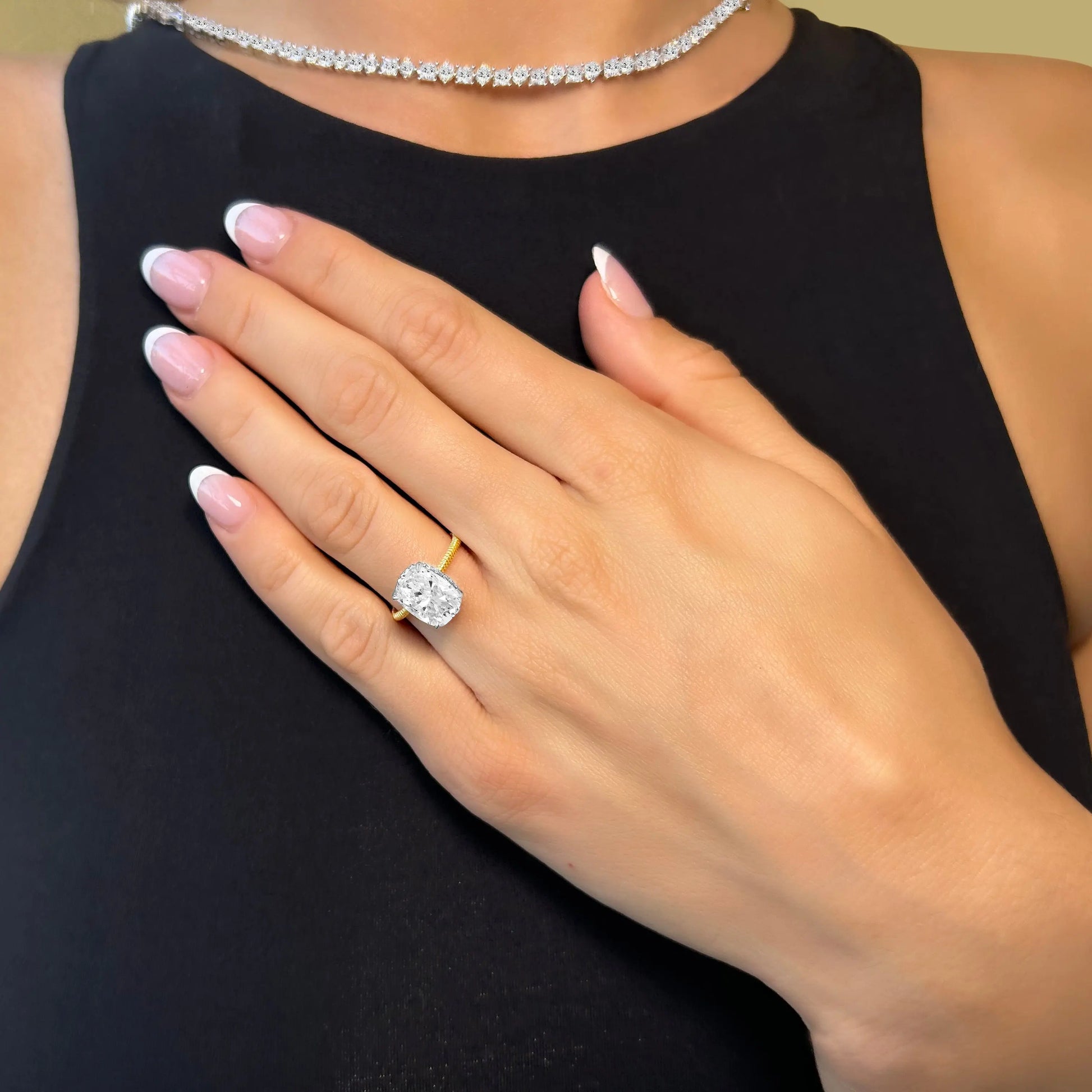 Estelle 3 Carat Cushion Skinny Ring Anna Zuckerman