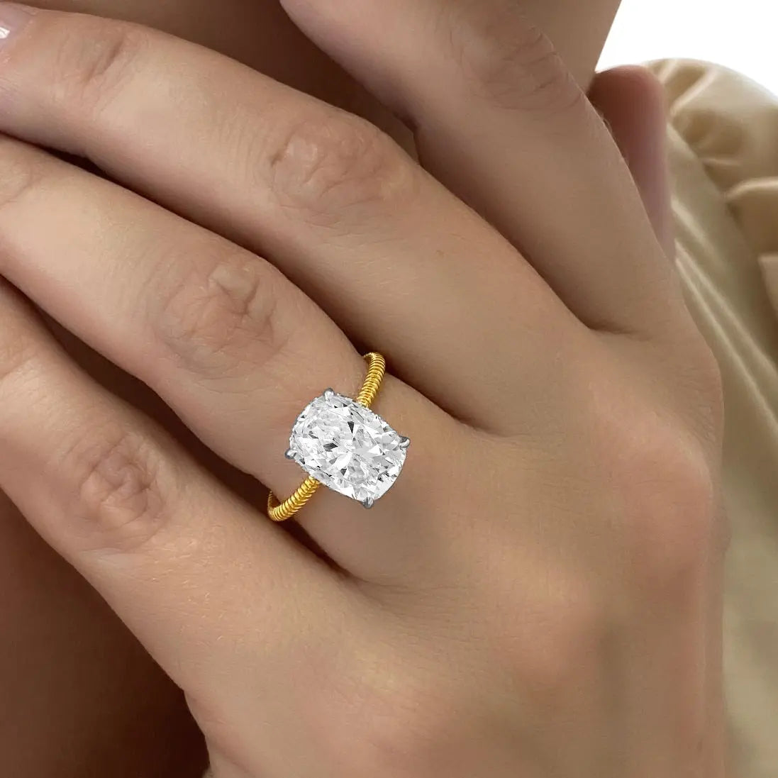 Estelle 3 Carat Cushion Skinny Ring Anna Zuckerman