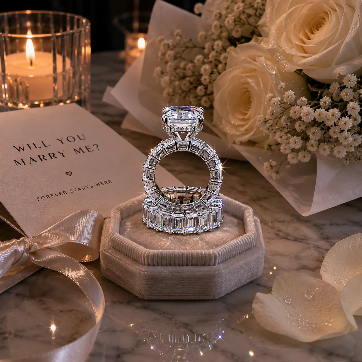 Eternity Engagement Ring Set