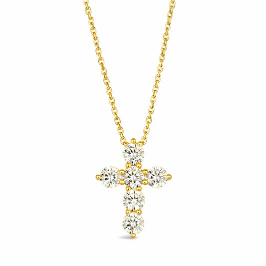 Faith 3 Carat Cross Necklace in Yellow Gold Anna Zuckerman
