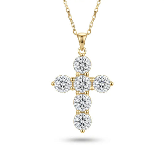 Faith 3 Carat Cross Necklace in Yellow Gold