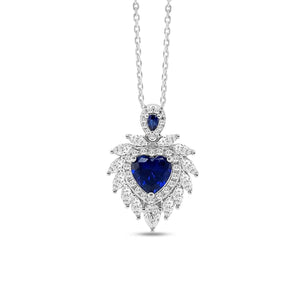 Flaming Heart Necklace in Blue Sapphire Anna Zuckerman