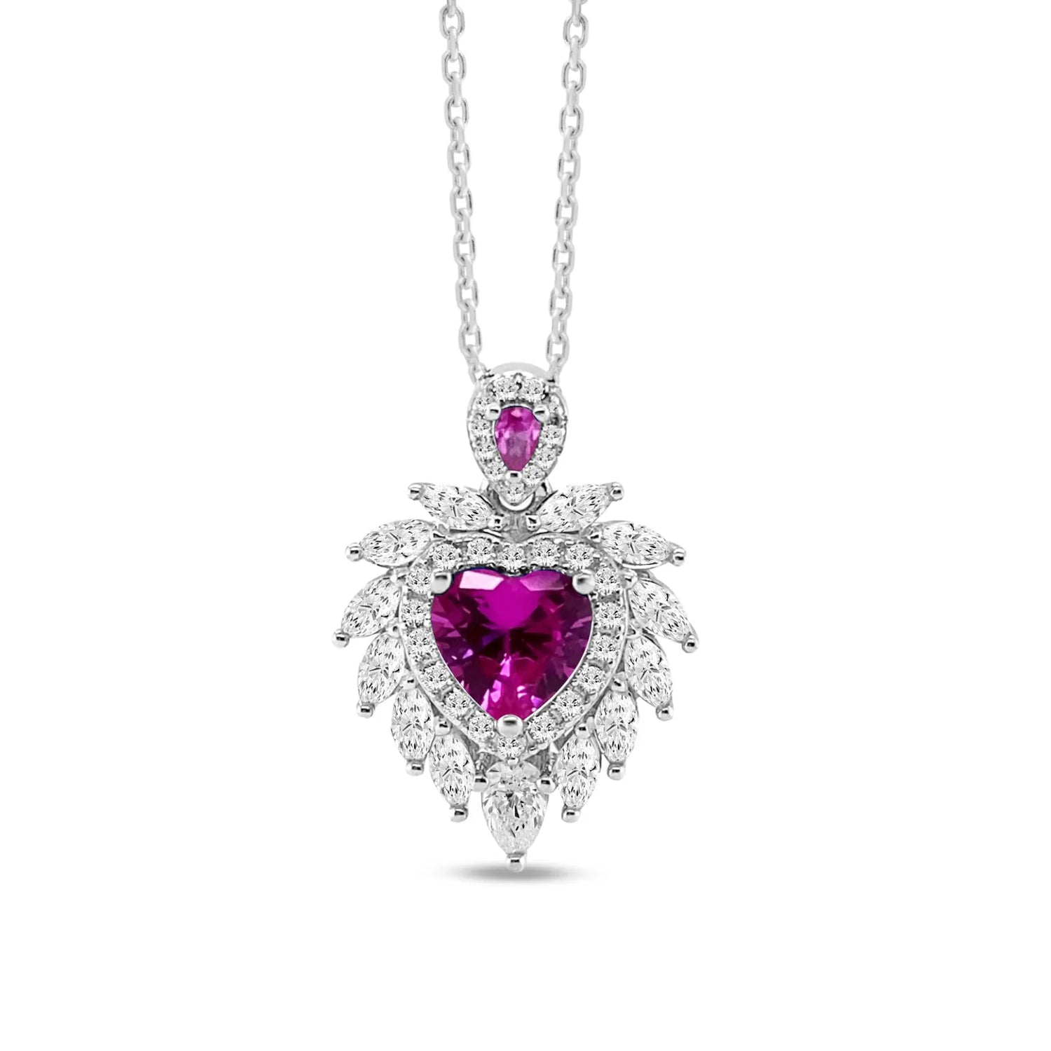 Flaming Heart Necklace in Pink Sapphire Anna Zuckerman