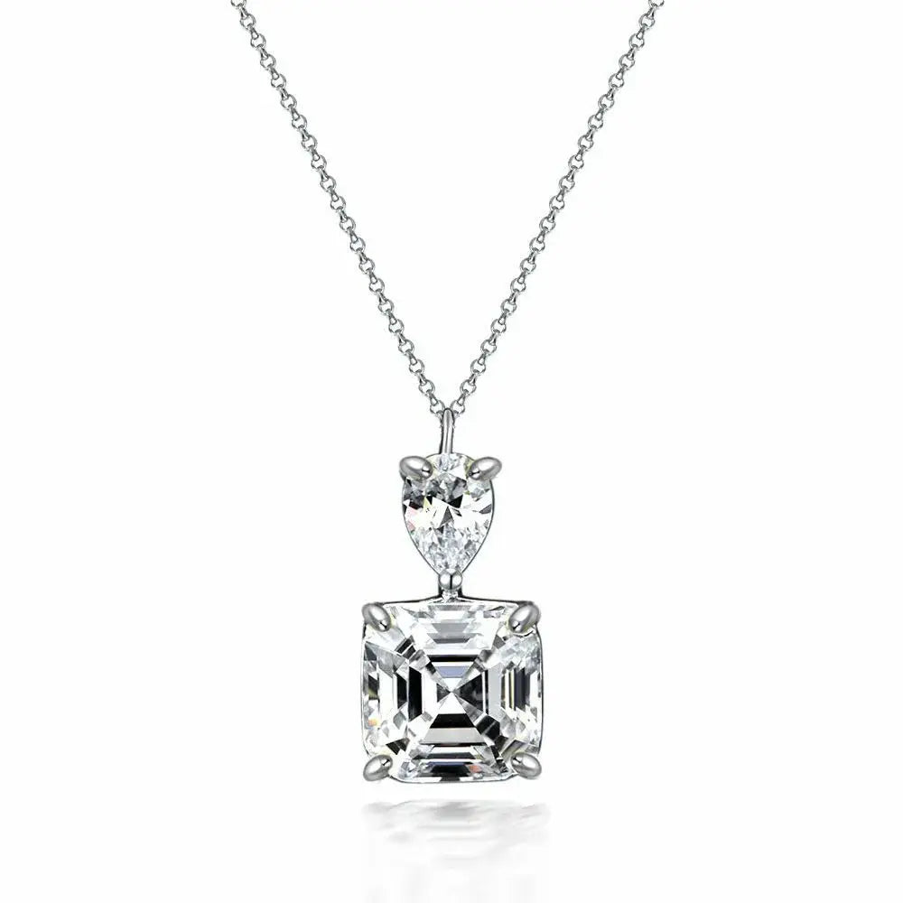 "Gabriella 5 carat Asscher cut diamond necklace, elegant fine jewelry"