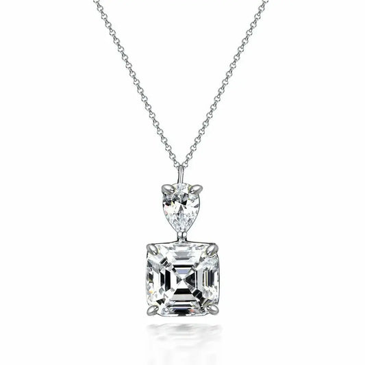 "Gabriella 5 carat Asscher cut diamond necklace, elegant fine jewelry"