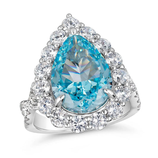 Gia Pear Shaped Cocktail Ring Aquamarine Anna Zuckerman