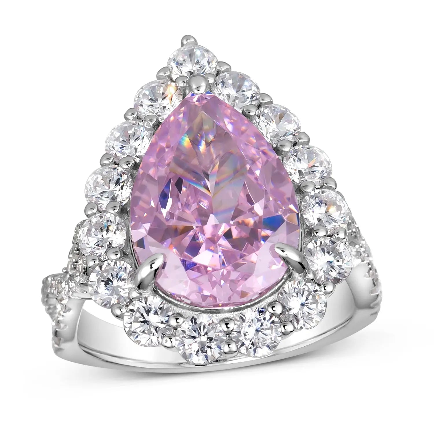 Gia Pear Shaped Cocktail Ring Argyle Pink Anna Zuckerman