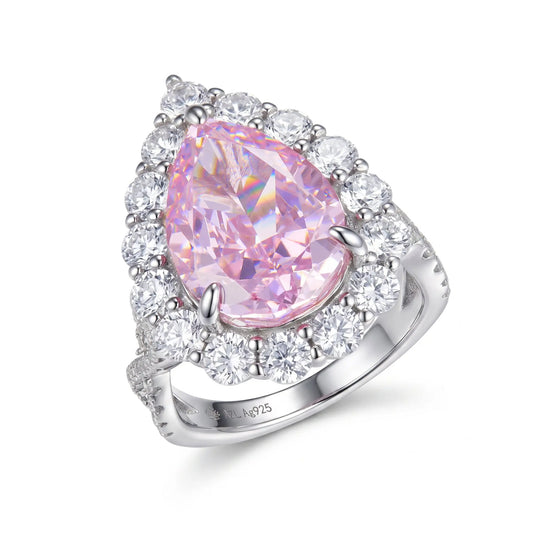 Gia Pear Shaped Cocktail Ring Argyle Pink