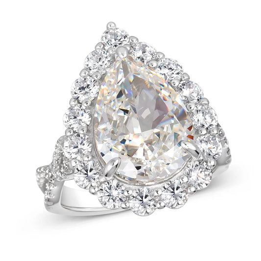 Gia Pear Shaped Cocktail Ring G/H Color Crystalline Anna Zuckerman