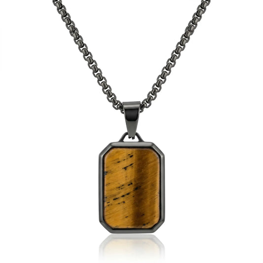 Golden Tiger Stone Dog Tag Necklace Anna Zuckerman