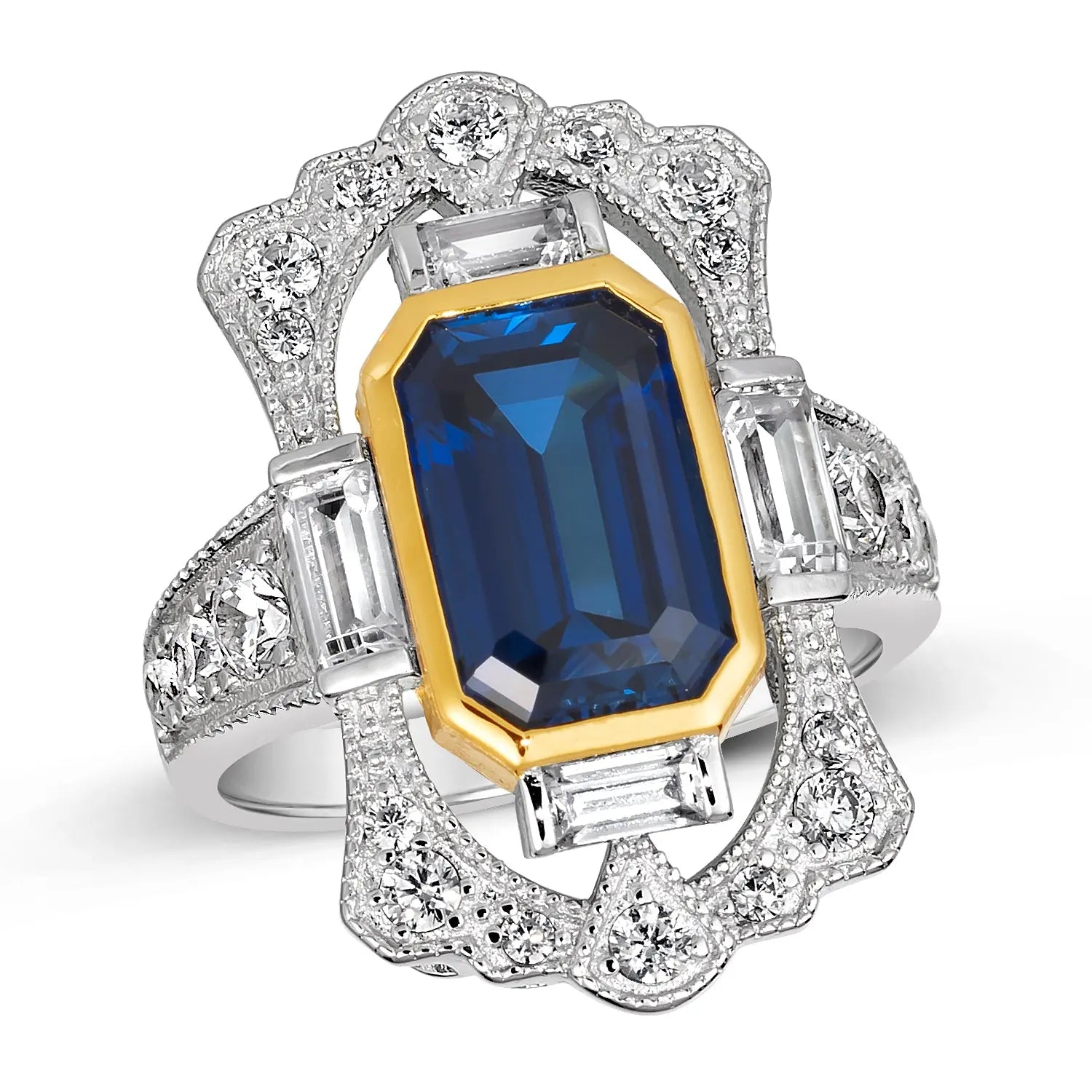 Great Gatsby Vintage Ring Blue Sapphire - Anna Zuckerman