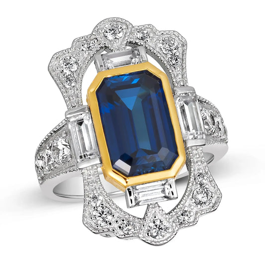 Great Gatsby Vintage Ring Blue Sapphire - Anna Zuckerman