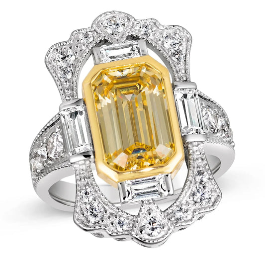 Great Gatsby Vintage Ring Canary Yellow Anna Zuckerman