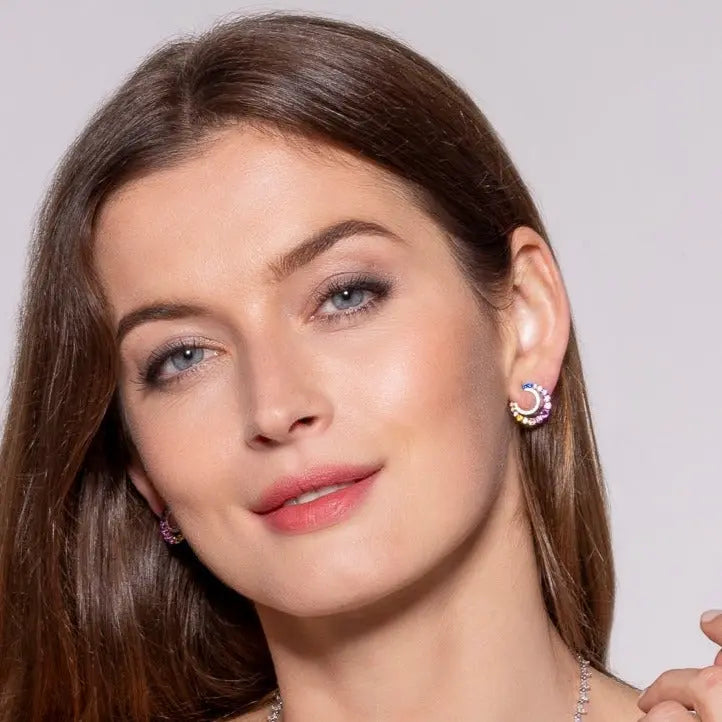 Half Moon Multi-Sapphire Earrings Anna Zuckerman Retail