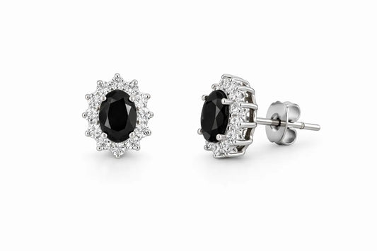 Halo Gem Earrings in Black Diamond by AZ Essentials Anna Zuckerman