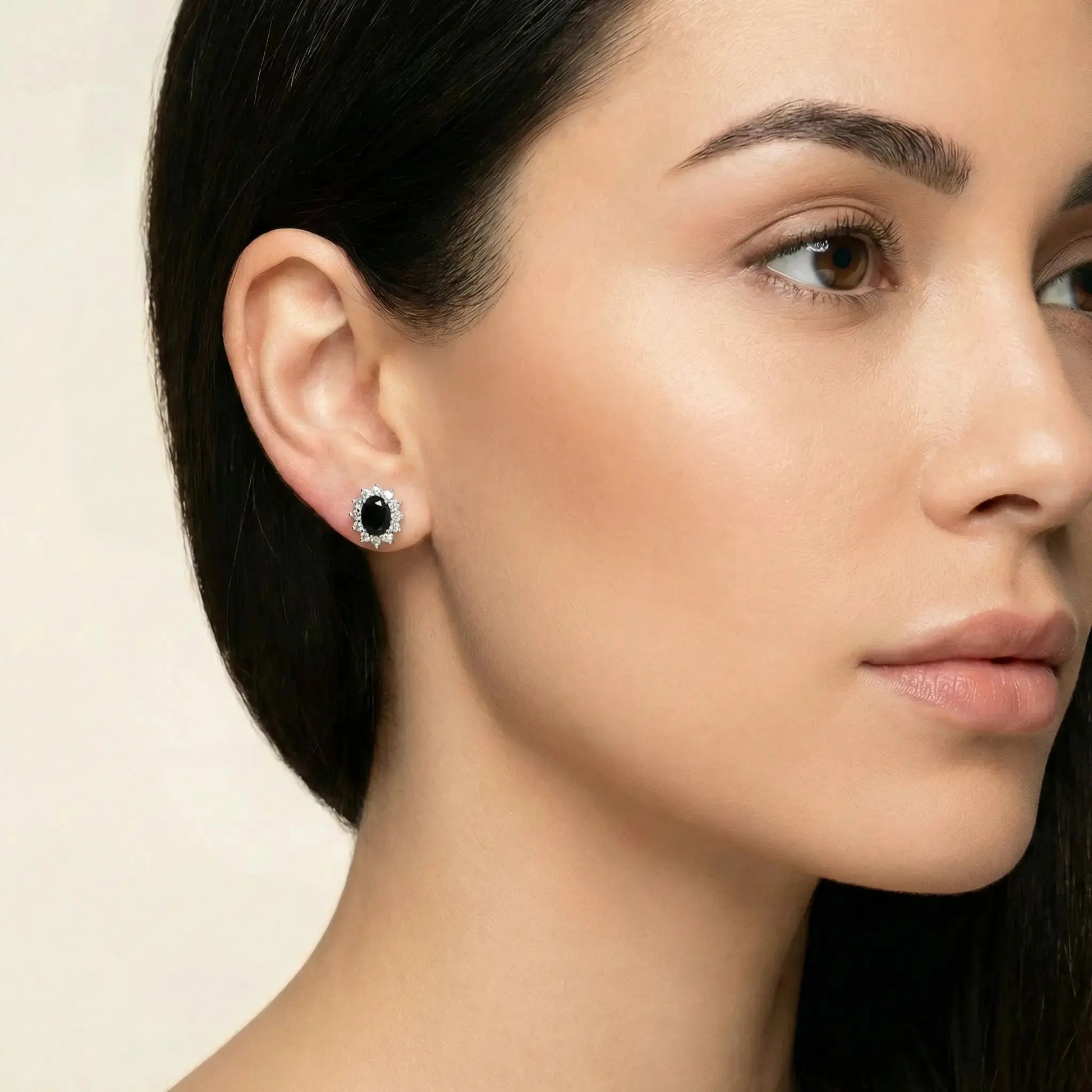 Halo Gem Earrings in Black Diamond by AZ Essentials Anna Zuckerman