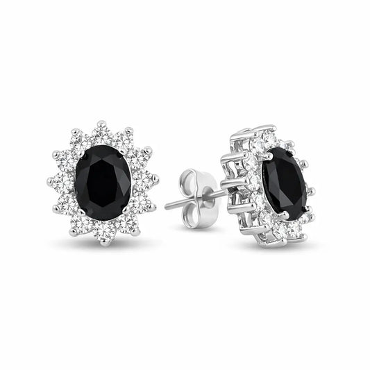 Halo Gem Earrings in Black Diamond by AZ Essentials Anna Zuckerman