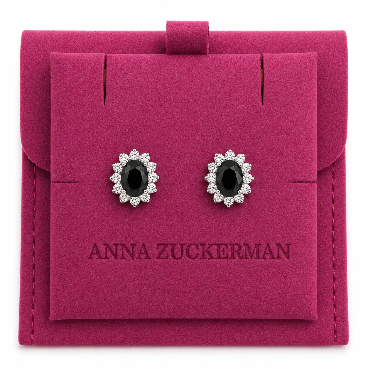 Halo Gem Earrings in Black Diamond by AZ Essentials