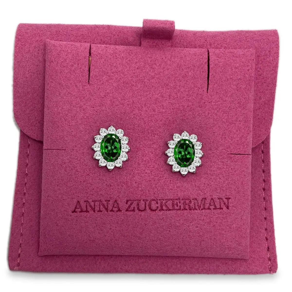Halo Gem Earrings in Emerald by AZ Essentials Anna Zuckerman