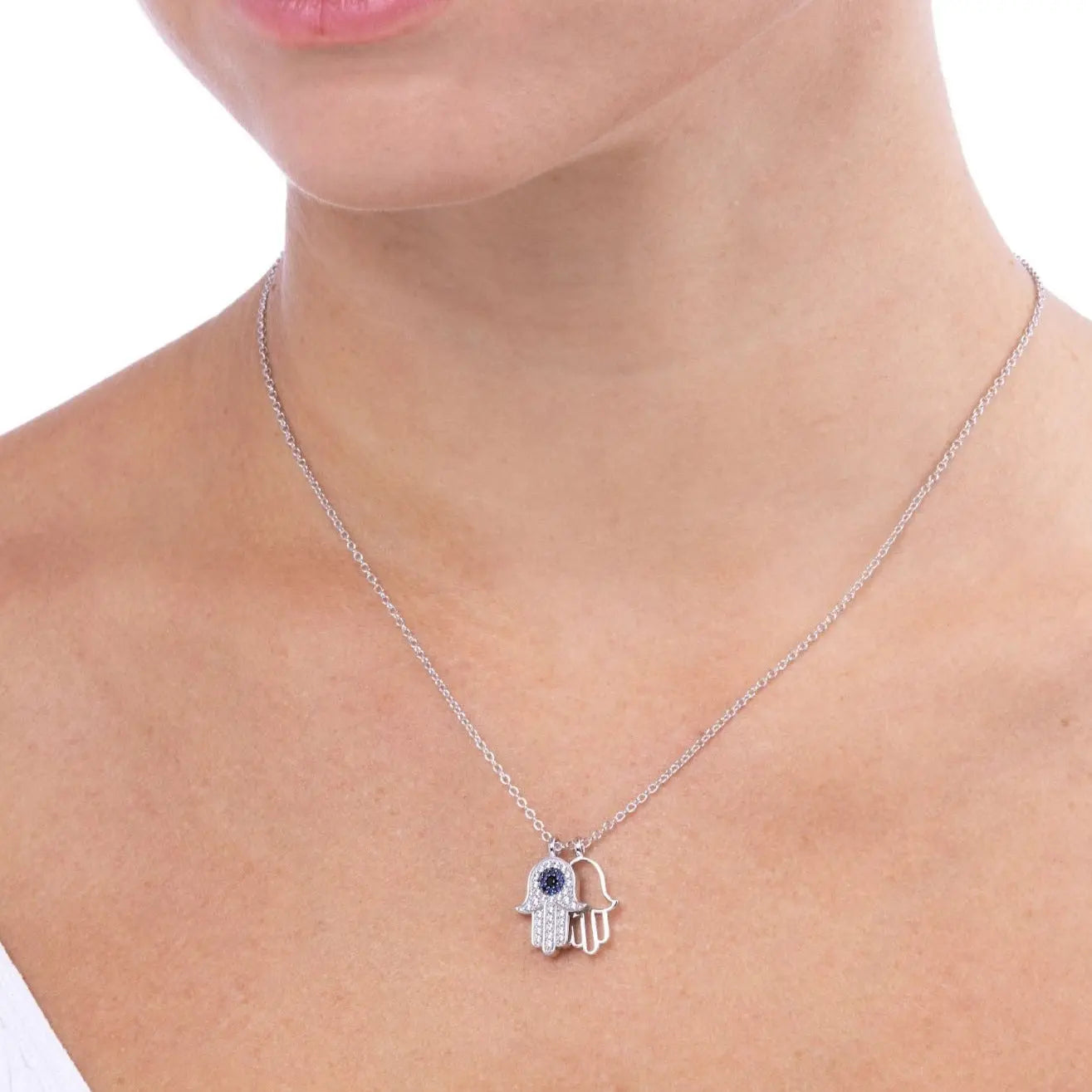Hamsa Blue Sapphire Necklace - Anna Zuckerman