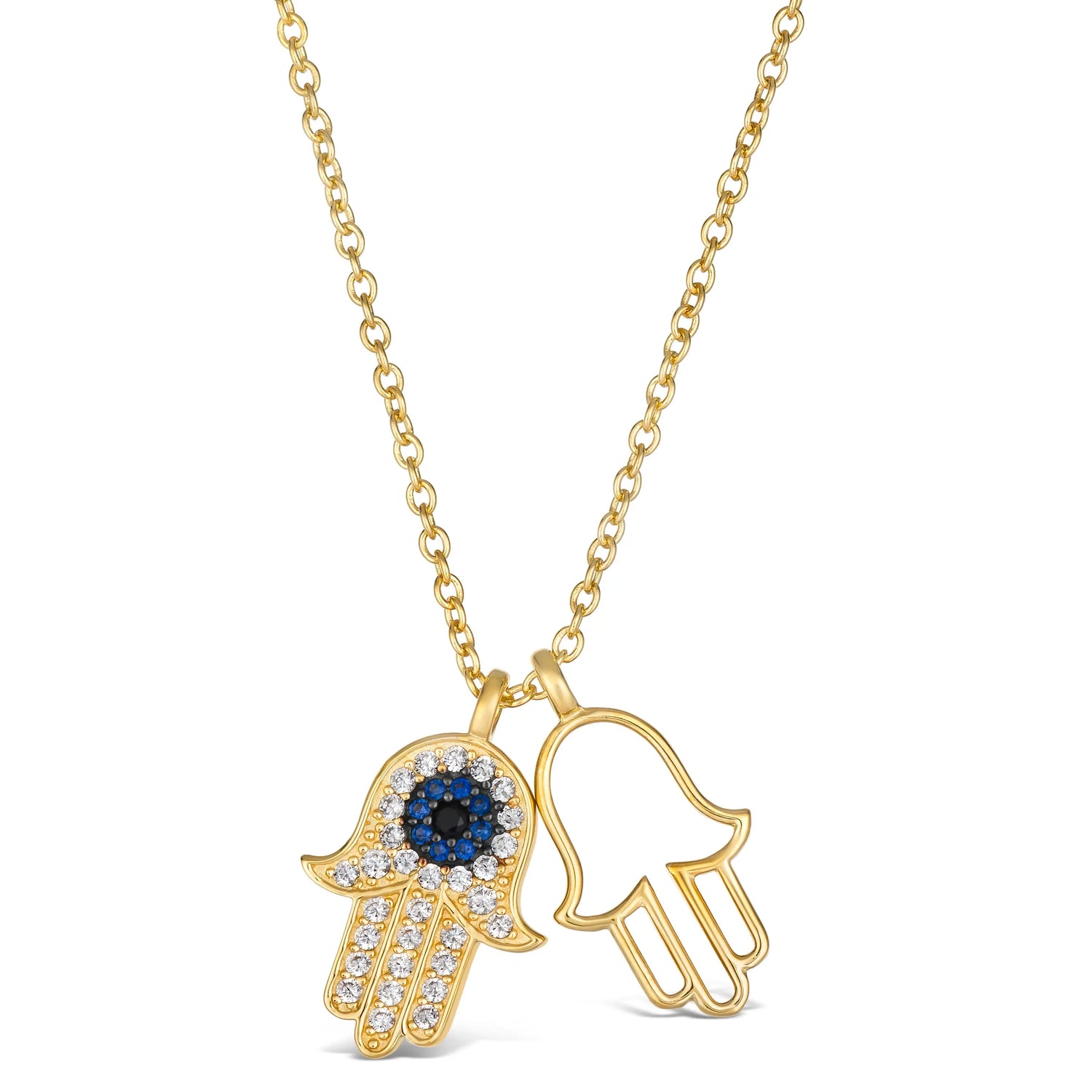 Hamsa Blue Sapphire Necklace Yellow Gold Anna Zuckerman