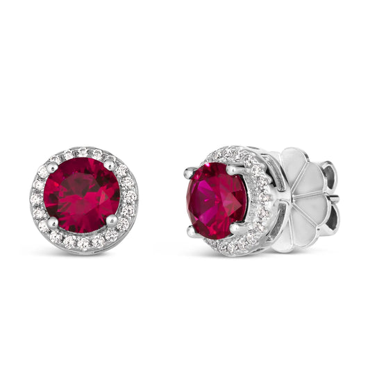 "Hello Halo 2 carat diamond crystalline stud earrings, elegant fine jewelry"