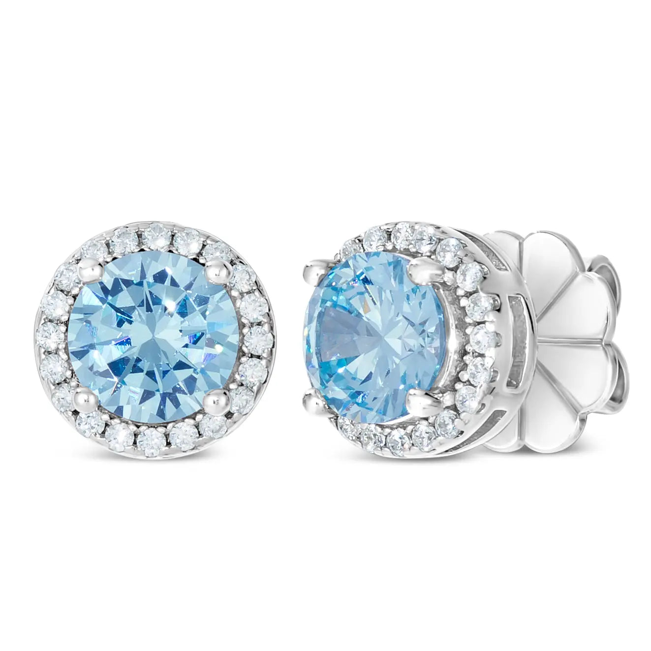 "Hello Halo 2 carat diamond crystalline stud earrings, elegant fine jewelry"