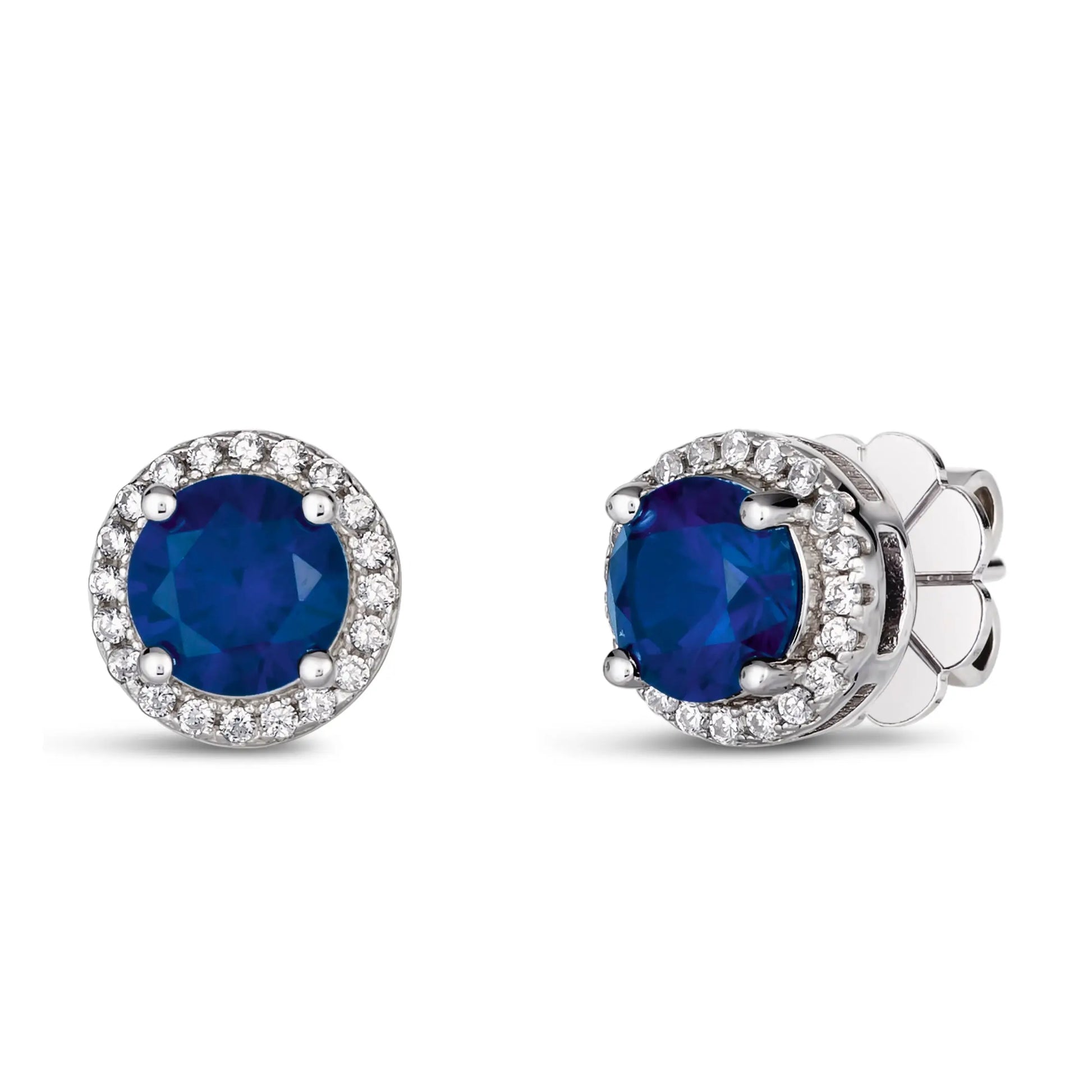 "Hello Halo 2 carat diamond crystalline stud earrings, elegant fine jewelry"