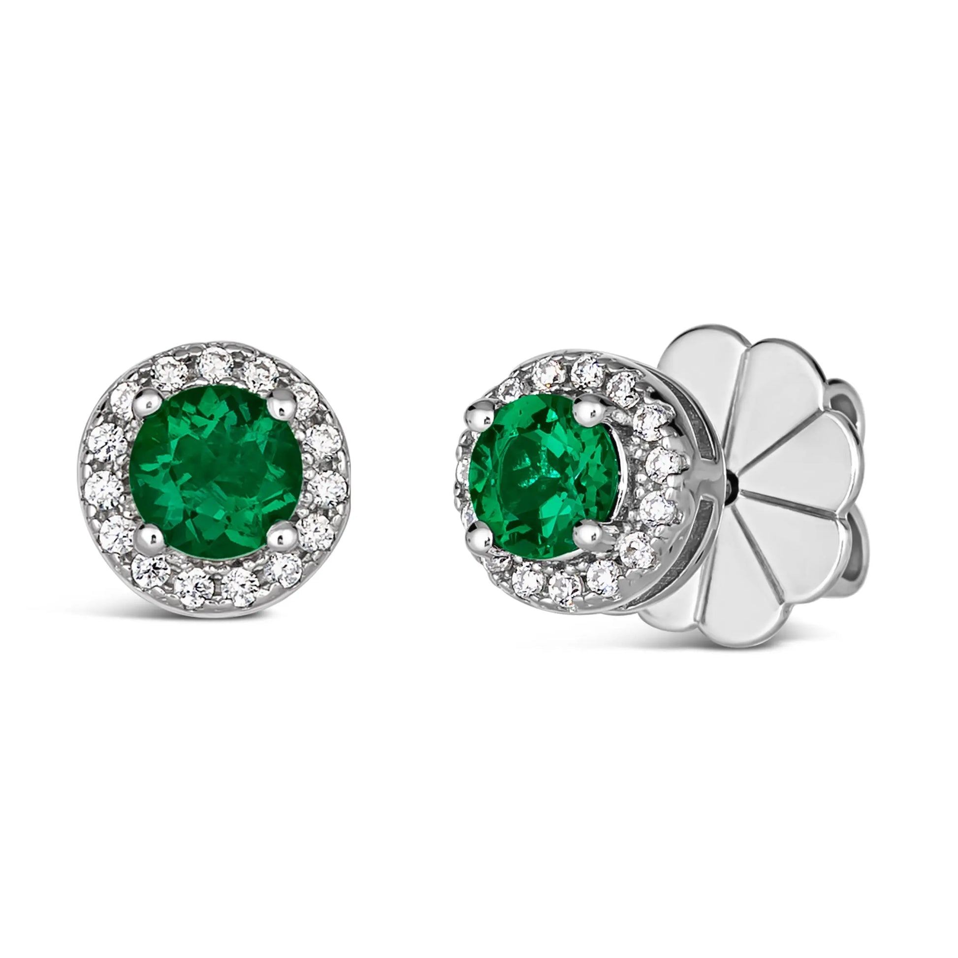 "Hello Halo 2 carat diamond crystalline stud earrings, elegant fine jewelry"