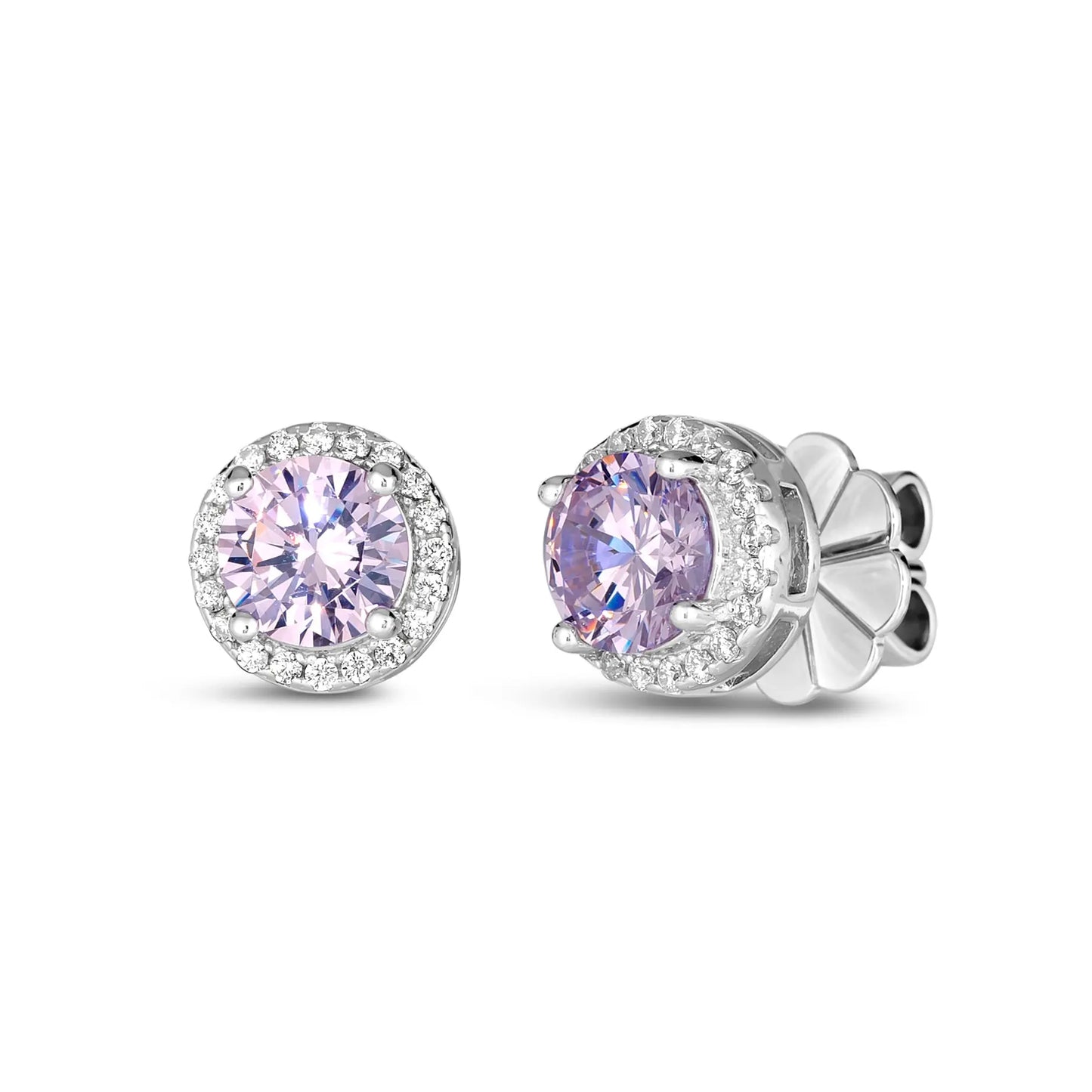 "Hello Halo 2 carat diamond crystalline stud earrings, elegant fine jewelry"