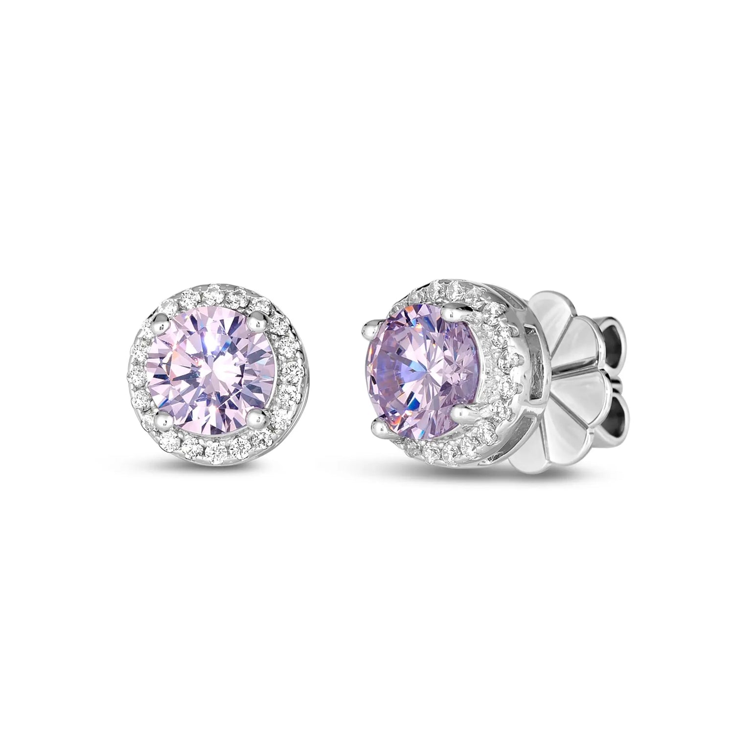 "Hello Halo 2 carat diamond crystalline stud earrings, elegant fine jewelry"
