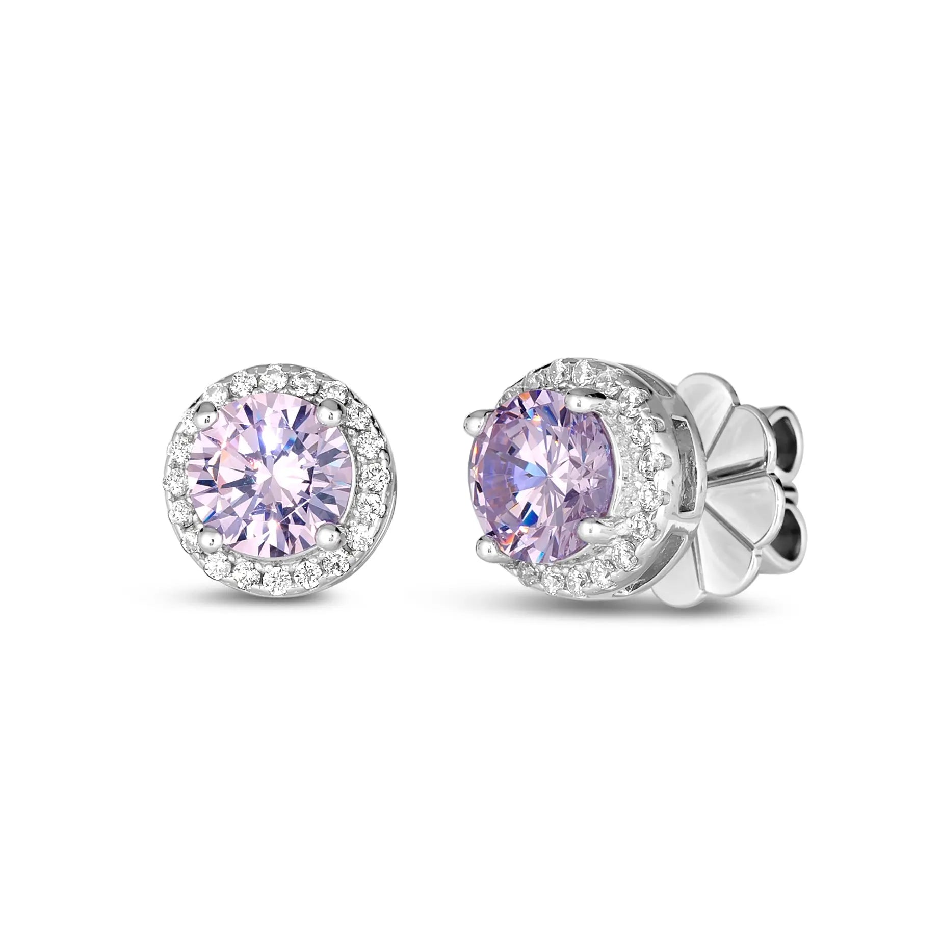 "Hello Halo 2 carat diamond crystalline stud earrings, elegant fine jewelry"