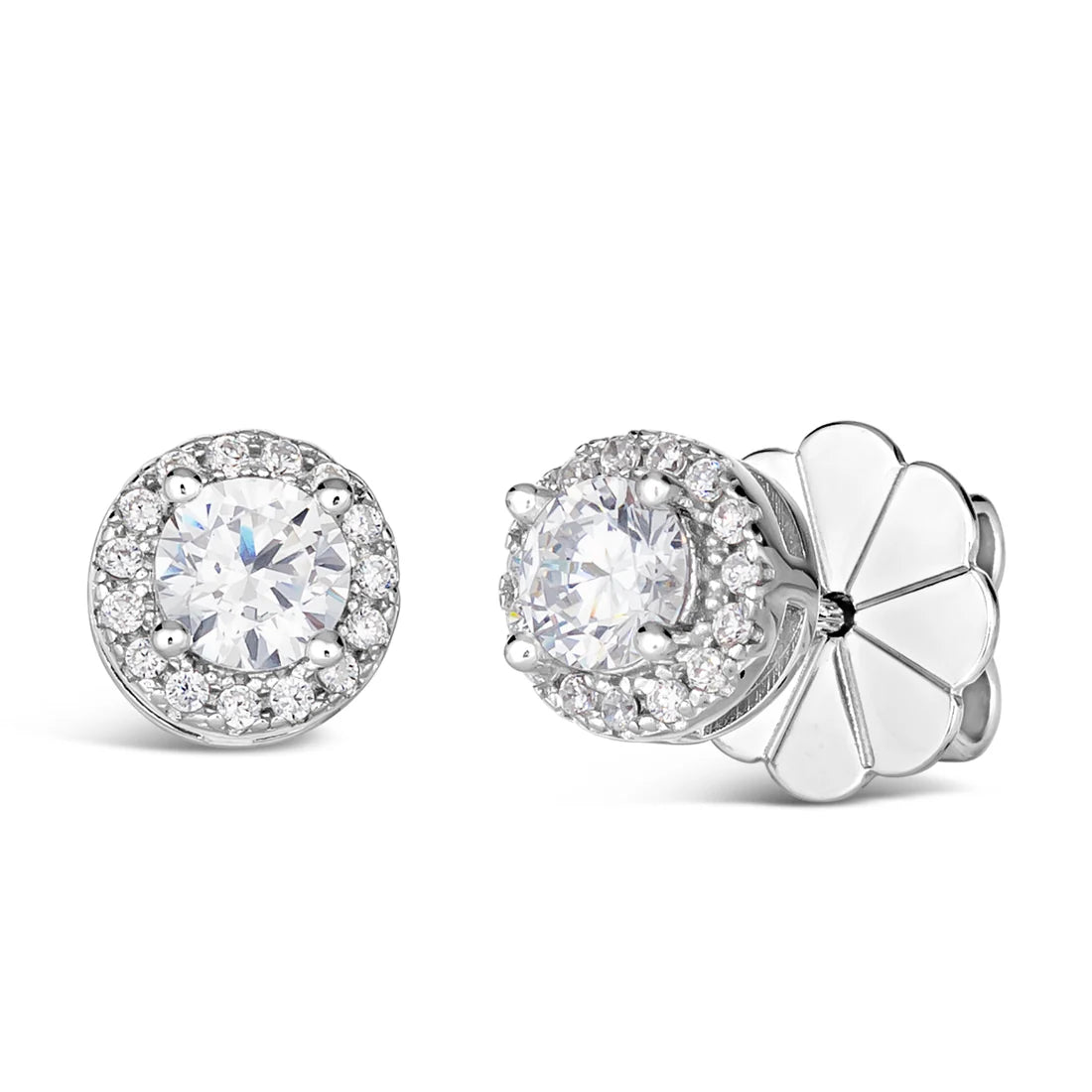 Hello, Halo 2 Carat White Diamond Crystalline Studs