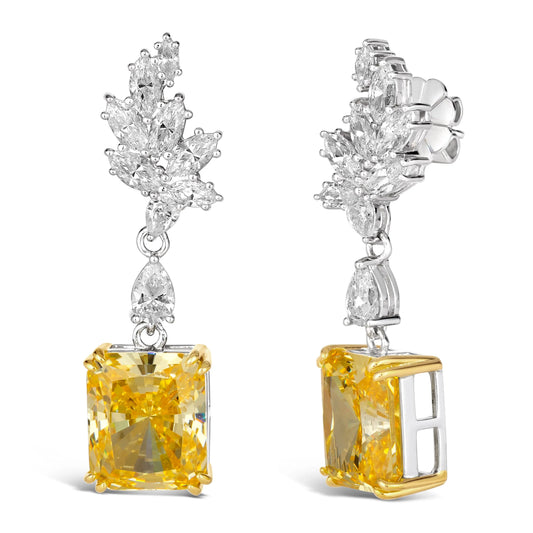 Anna Zuckerman Iconic Yellow Crystalline Drops feature radiant cut canary yellow stones with marquise and pear-cut accents in sterling silver.
