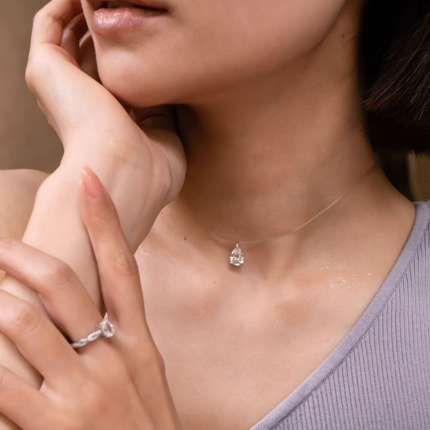 Illusion Drop Necklace Diamond Crystalline - Anna Zuckerman