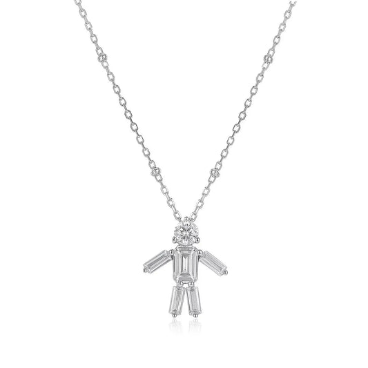 Diamond necklace with a unique pendant design on a white background