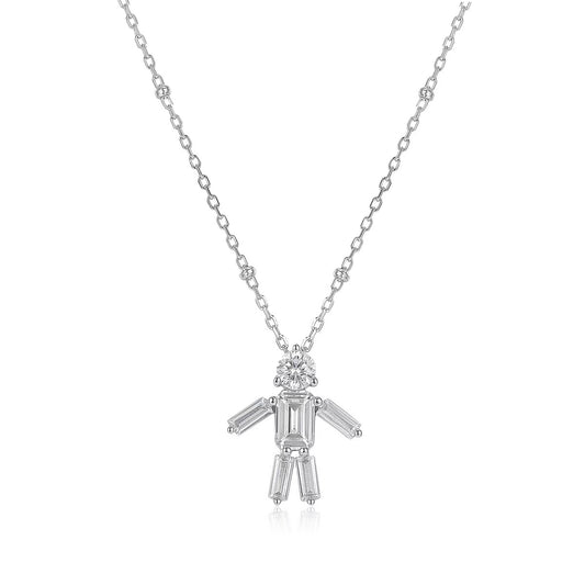 Diamond necklace with a unique pendant design on a white background