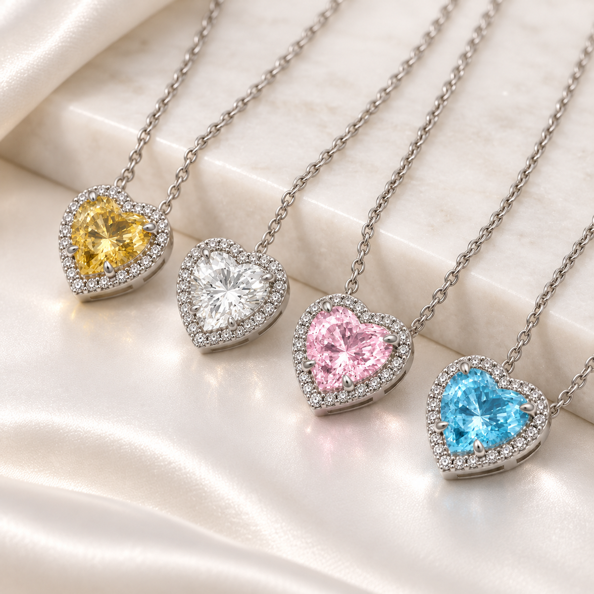 Kaia Heart Necklace in 4 Carat Crystalline