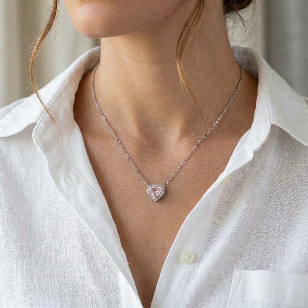 Kaia Heart Necklace in 4 Carat Crystalline