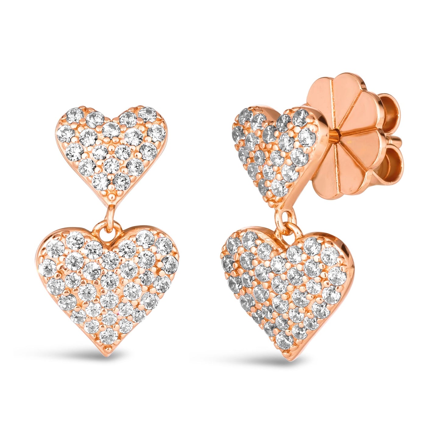 Maria Barcelona Double Heart Earrings Rose Gold
