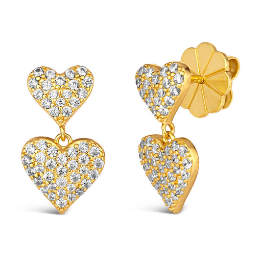 Maria Barcelona Double Heart Earrings Yellow Gold