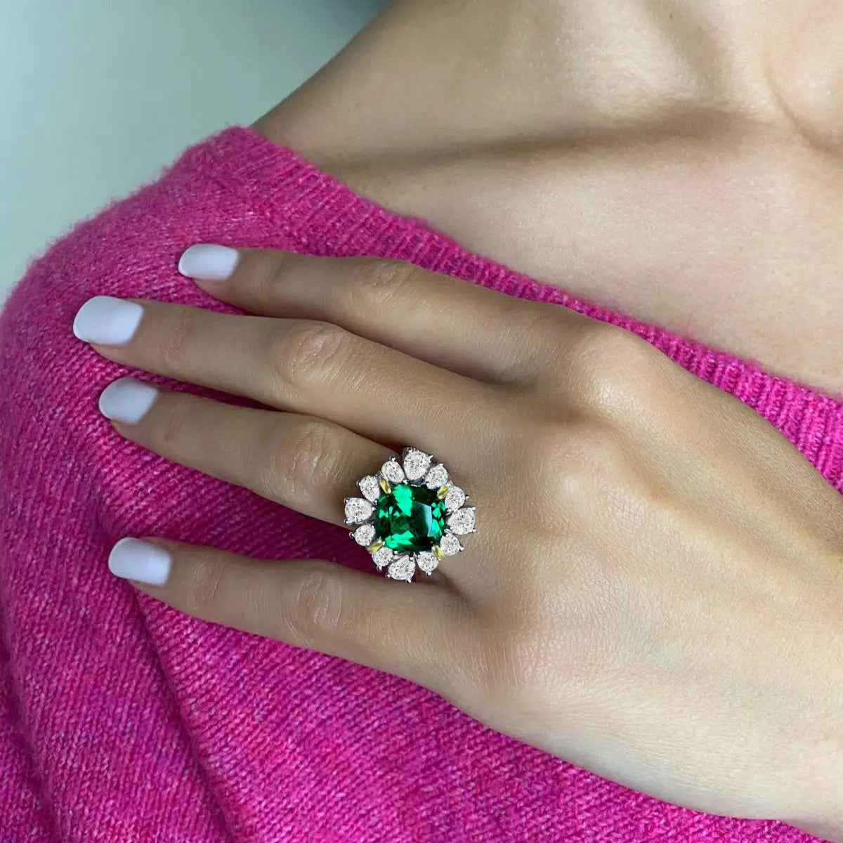 Kathy Hilton Emerald Statement Ring | Anna Zuckerman