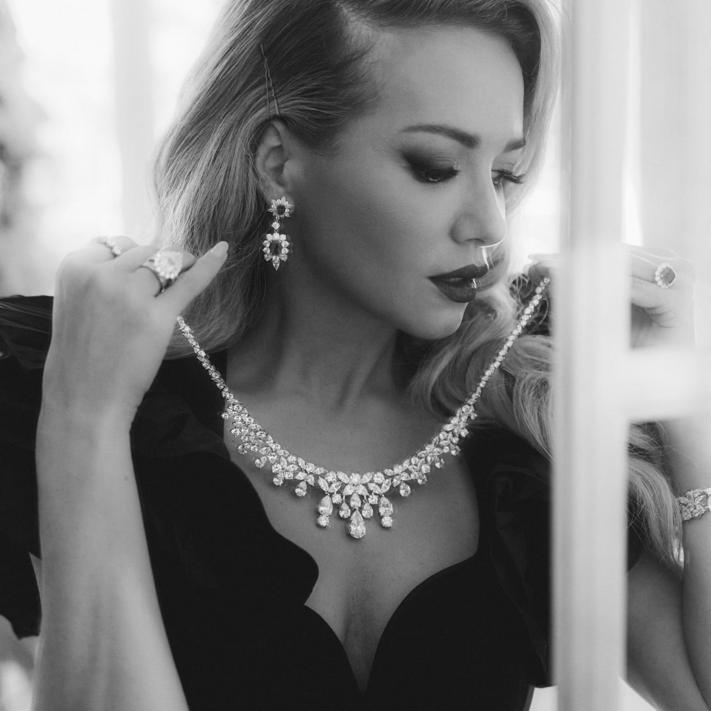 La Scala Diamond Crystalline Statement Necklace by Kathy Hilton - Anna Zuckerman