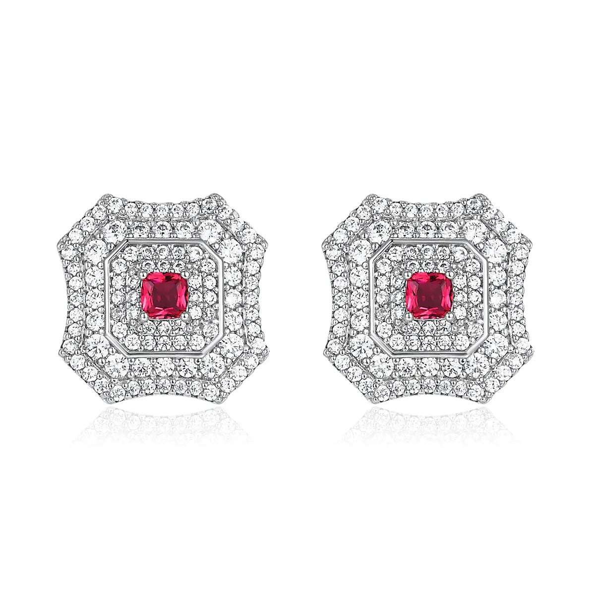 Latte Da Earrings in Ruby - Platinum Anna Zuckerman
