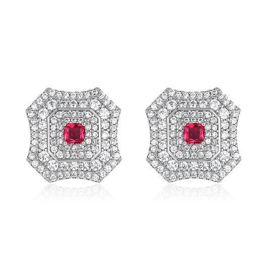 Latte Da Earrings in Ruby - Platinum Anna Zuckerman