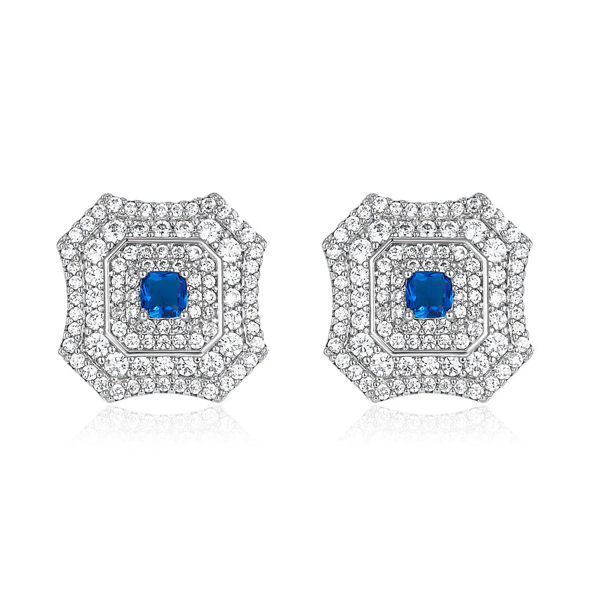 Latte Da Earrings in Sapphire - Platinum Anna Zuckerman