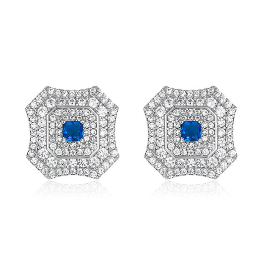 Latte Da Earrings in Sapphire - Platinum Anna Zuckerman