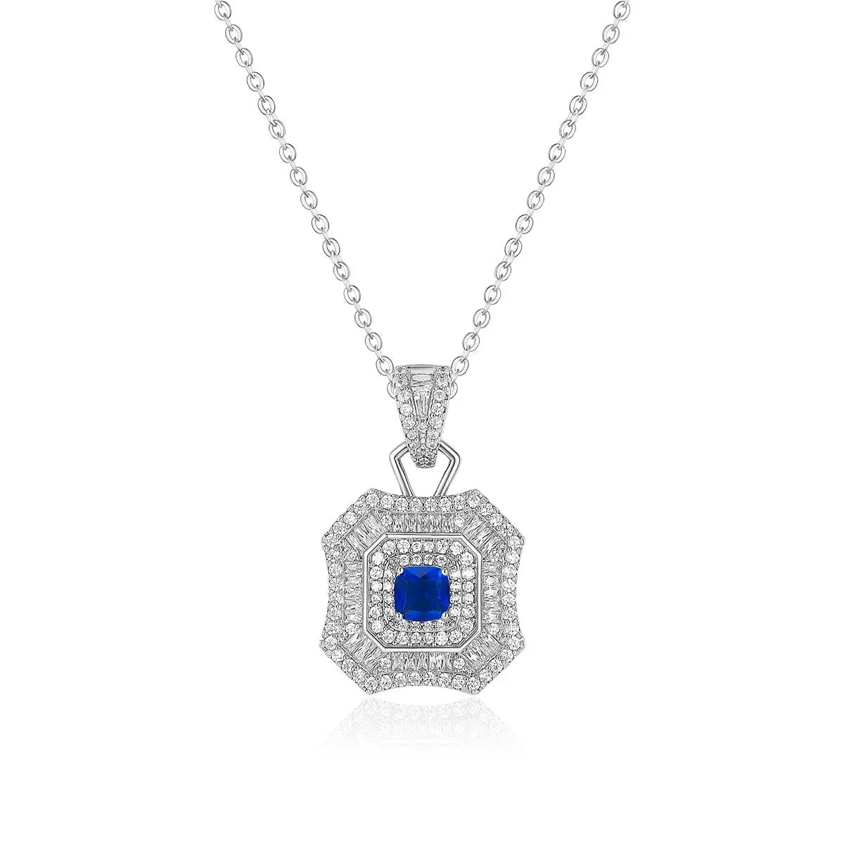 Latte Da Necklace in Sapphire - Platinum Anna Zuckerman