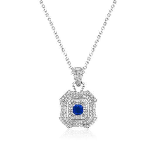 Latte Da Necklace in Sapphire - Platinum Anna Zuckerman